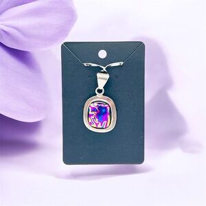 Vintage Artisan Dichroic Glass Sterling Silver Pendant